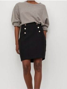 H&M | Gold Button Pencil Skirt Sz M